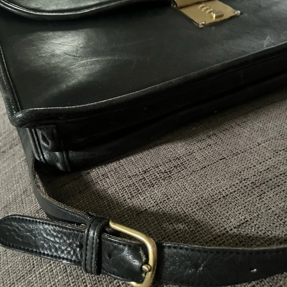 Vintage COACH 5353 Diplomat attache black leather briefcase messenger bag